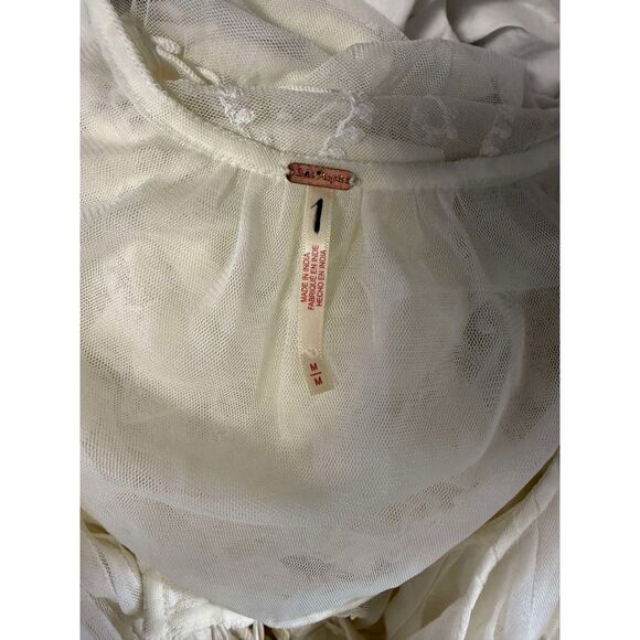 New Free People Stevie Maxi Dress Embroidered Sheer Mesh Ruffled Lined Sz Medium - Picture 9 of 9